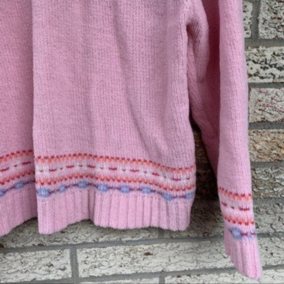 Vintage fair isle DanverHayes Super Soft Pink Sweater Top size women XL - Picture 3 of 10